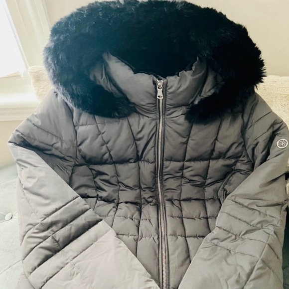 FINAL!/HP 🥳Calvin Klein Women’s Hooded Faux FurTrim PufferJacket Size PXL/NWT - Picture 2 of 12